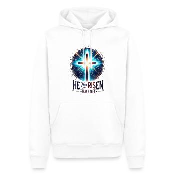 Auferstehung Jesus Botschaften aus der Bibel - Männer Premium Bio Hoodie - Weiß - Vorne - Nico (187cm)