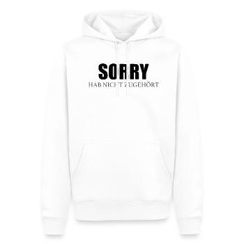 Sorry, hab nicht zugehört - Männer Premium Bio Hoodie - Weiß - Vorne - Nico (187cm)