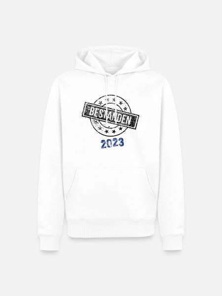 Stempel Bestanden 2023 - schwarz - Männer Premium Bio Hoodie - Weiß