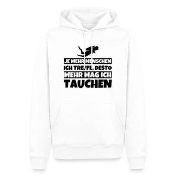 Tauchen lustiger Spruch Je mehr Menschen - Männer Premium Bio Hoodie - Weiß - Vorne - Nico (187cm)