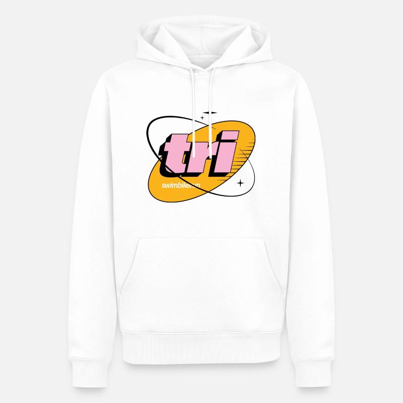 Orbit Retro Design Triathlon - Männer Premium Bio Hoodie - Weiß