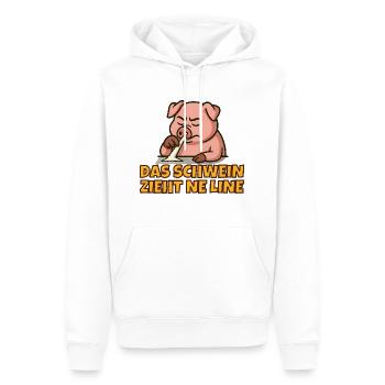 SchweinLine - Männer Premium Bio Hoodie - Weiß - Vorne - Nico (187cm)