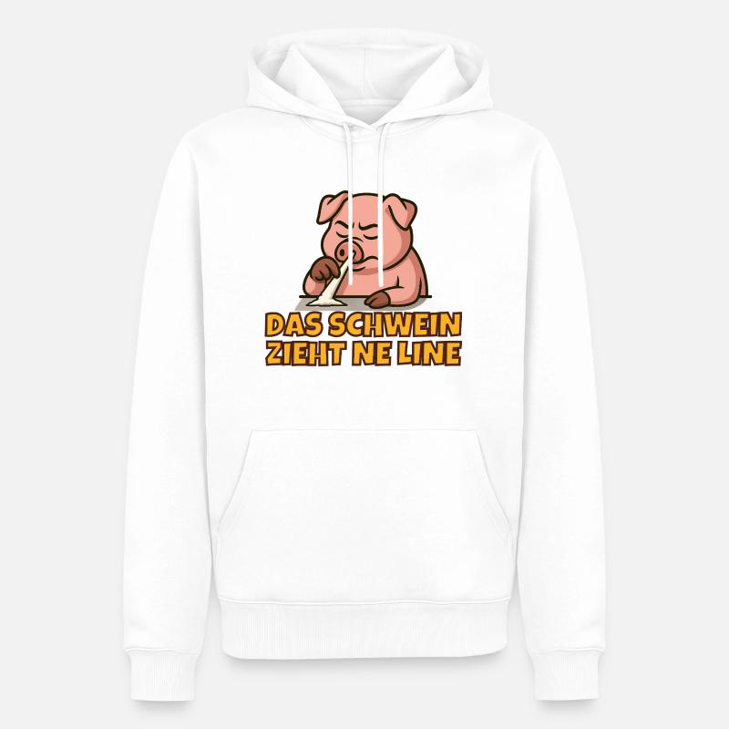 SchweinLine - Männer Premium Bio Hoodie - Weiß