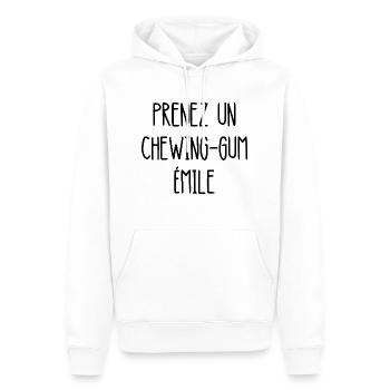 prenez un chewing-gum émile - Sweat à capuche Premium bio Homme - blanc - Devant - Nico (187cm)