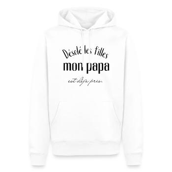 désolé les filles mon papa est déjà pris - Sweat à capuche Premium bio Homme - blanc - Devant - Nico (187cm)