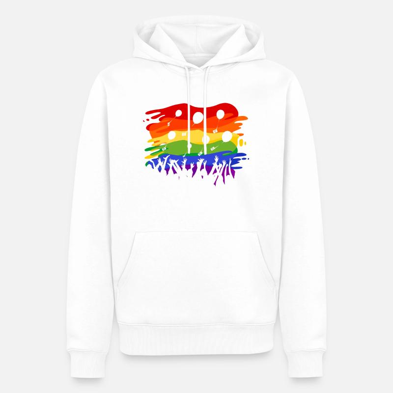 Regenbogen-Flashmob - Männer Premium Bio Hoodie - Weiß