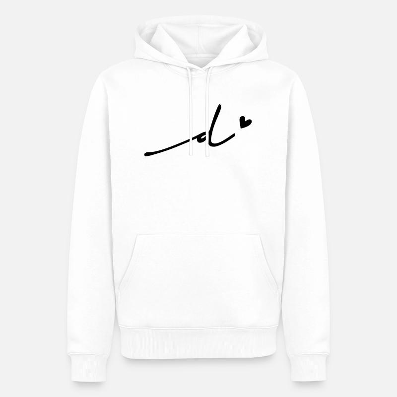 Point d) Cursive - Sweat à capuche Premium bio Homme - blanc
