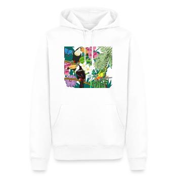 Peinture de la jungle avec des toucans - Sweat à capuche Premium bio Homme - blanc - Devant - Nico (187cm)