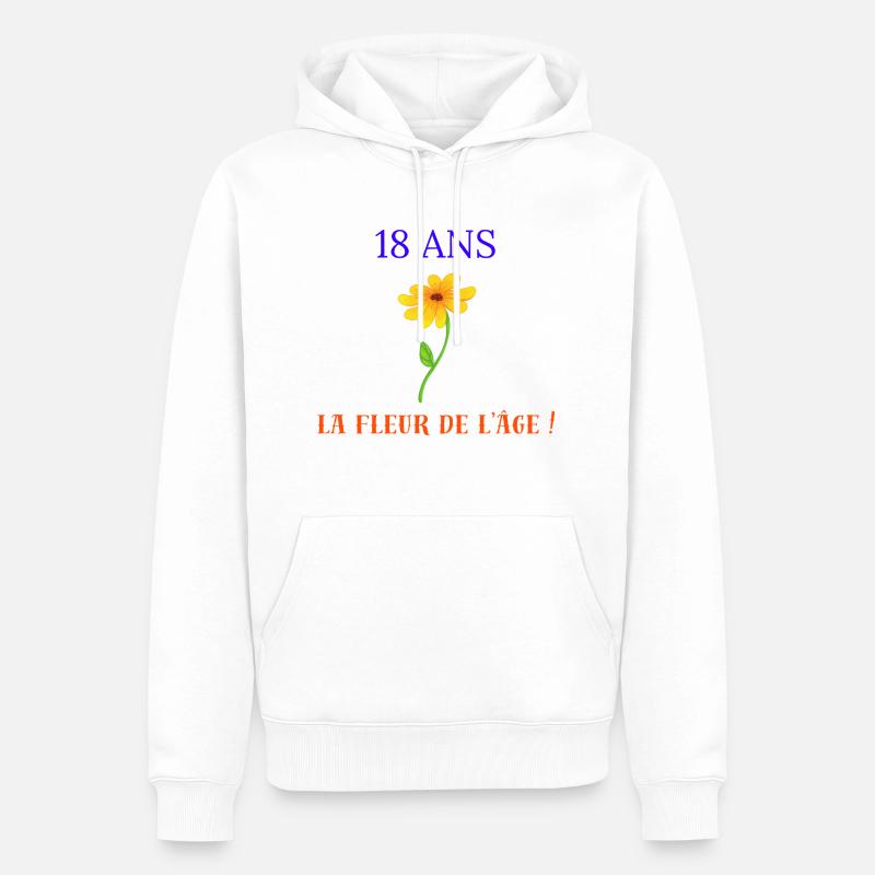 18 ans fleur age - Sweat à capuche Premium bio Homme - blanc