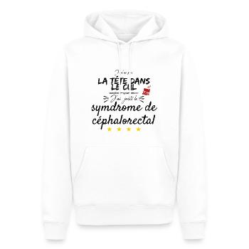 J'ai un syndrome céphalorectal - Sweat à capuche Premium bio Homme - blanc - Devant - Nico (187cm)