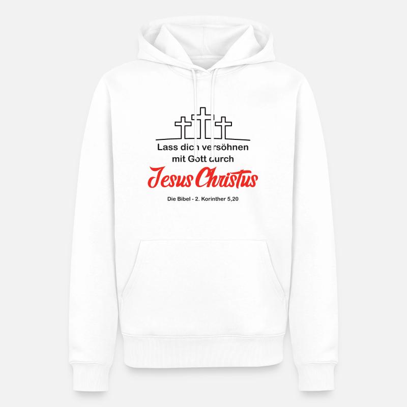 Lass dich versöhnen durch Jesus Christus (V.2) - Männer Premium Bio Hoodie - Weiß