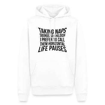 Taking naps sounds so childish, I prefer to call - Männer Premium Bio Hoodie - Weiß - Vorne - Nico (187cm)