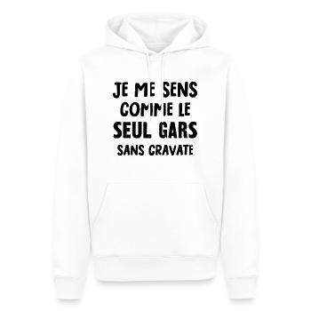 le seul gars sans cravate - Sweat à capuche Premium bio Homme - blanc - Devant - Nico (187cm)