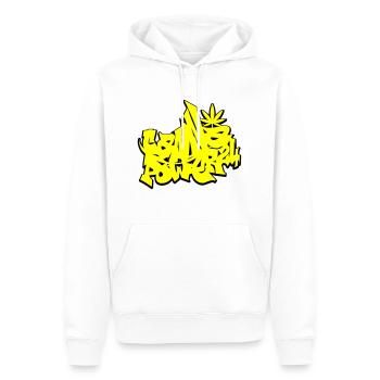 cannapower24 - Männer Premium Bio Hoodie - Weiß - Vorne - Nico (187cm)