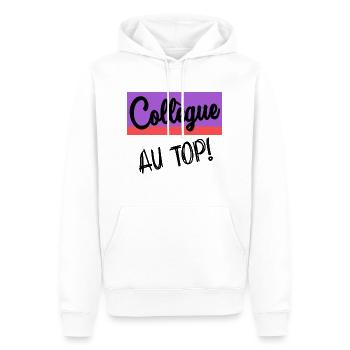 KOLLEGE. ANFANGEN. BESCHÄFTIGUNG. HUMOR. MANAGER. CHEF - Männer Premium Bio Hoodie - Weiß - Vorne - Nico (187cm)