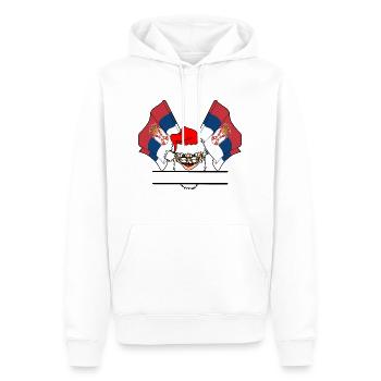Drapeau du Père Noël Serbie bannière nominative - Sweat à capuche Premium bio Homme - blanc - Devant - Nico (187cm)