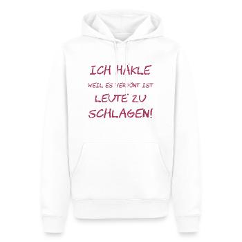 Häkeln, weil Mord Falsch ist - Männer Premium Bio Hoodie - Weiß - Vorne - Nico (187cm)