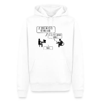 en retard lundi - Sweat à capuche Premium bio Homme - blanc - Devant - Nico (187cm)