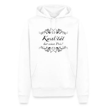 Kwalität hat seinen Preis - Männer Premium Bio Hoodie - Weiß - Vorne - Nico (187cm)