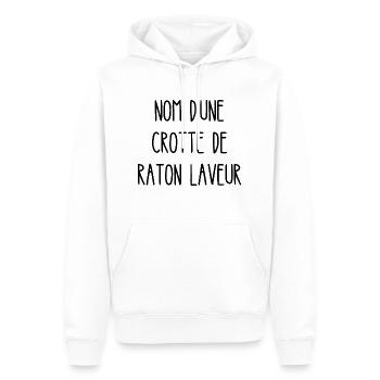 nom d'une crotte de raton laveur - Sweat à capuche Premium bio Homme - blanc - Devant - Nico (187cm)
