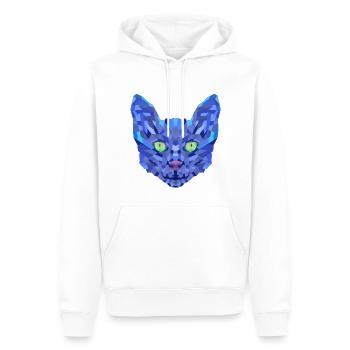 Chat Bleu Polygonal - Sweat à capuche Premium bio Homme - blanc - Devant - Nico (187cm)