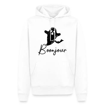 halloween | Boonjour - Sweat à capuche Premium bio Homme - blanc - Devant - Nico (187cm)