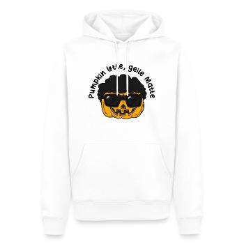 Pumpkin Latte, geile Matte - Kürbis mit Afro - Männer Premium Bio Hoodie - Weiß - Vorne - Nico (187cm)