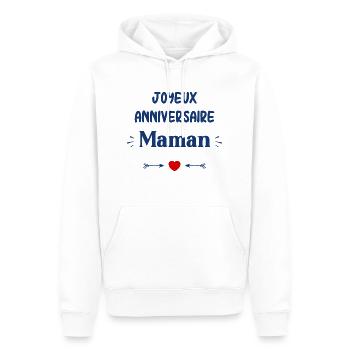 Joyeux Anniversaire maman - Sweat à capuche Premium bio Homme - blanc - Devant - Nico (187cm)