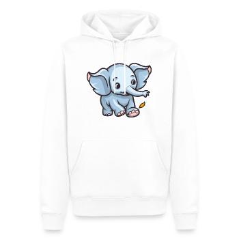 Niedlicher Lächelnder Babyelefant auf Blattjagd - Männer Premium Bio Hoodie - Weiß - Vorne - Nico (187cm)