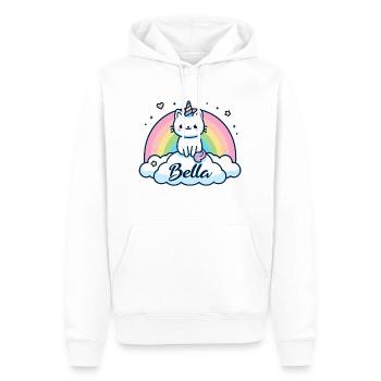 Bella Nom Prénom Licorne Chat - Sweat à capuche Premium bio Homme - blanc - Devant - Nico (187cm)