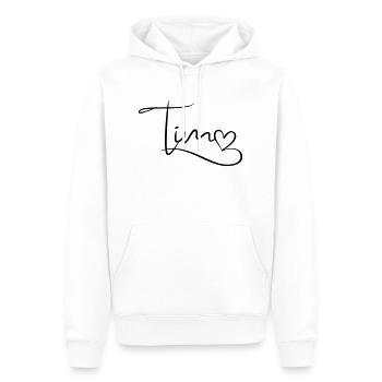 Tim Nom Prénom Décor de coeur - Sweat à capuche Premium bio Homme - blanc - Devant - Nico (187cm)