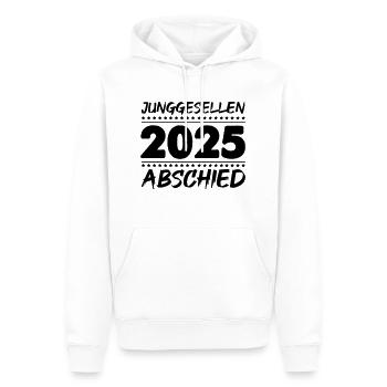Enterrement de vie de garçon 2025 - Sweat à capuche Premium bio Homme - blanc - Devant - Nico (187cm)