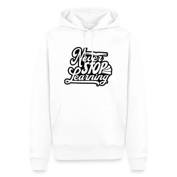 n’arrêtez jamais d’apprendre la citation - Sweat à capuche Premium bio Homme - blanc - Devant - Nico (187cm)