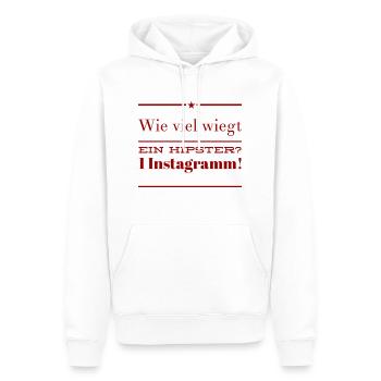 Wie viel wiegt ein Hipster? 1 Instagramm! NEU NEW - Männer Premium Bio Hoodie - Weiß - Vorne - Nico (187cm)