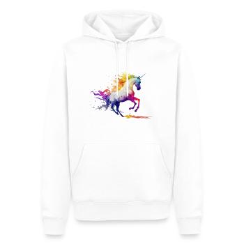 Licorne en cours d’exécution - Sweat à capuche Premium bio Homme - blanc - Devant - Nico (187cm)