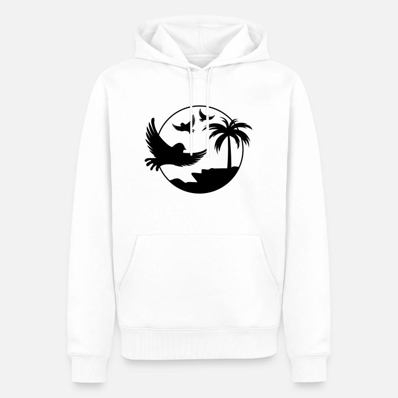 Oiseaux Palmier Design 1 - Sweat à capuche Premium bio Homme - blanc
