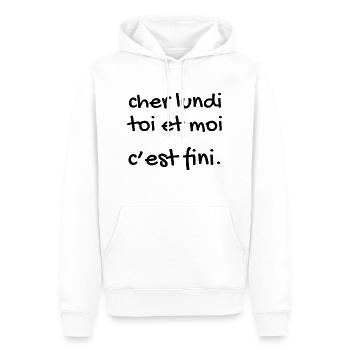 cher lundi - Sweat à capuche Premium bio Homme - blanc - Devant - Nico (187cm)