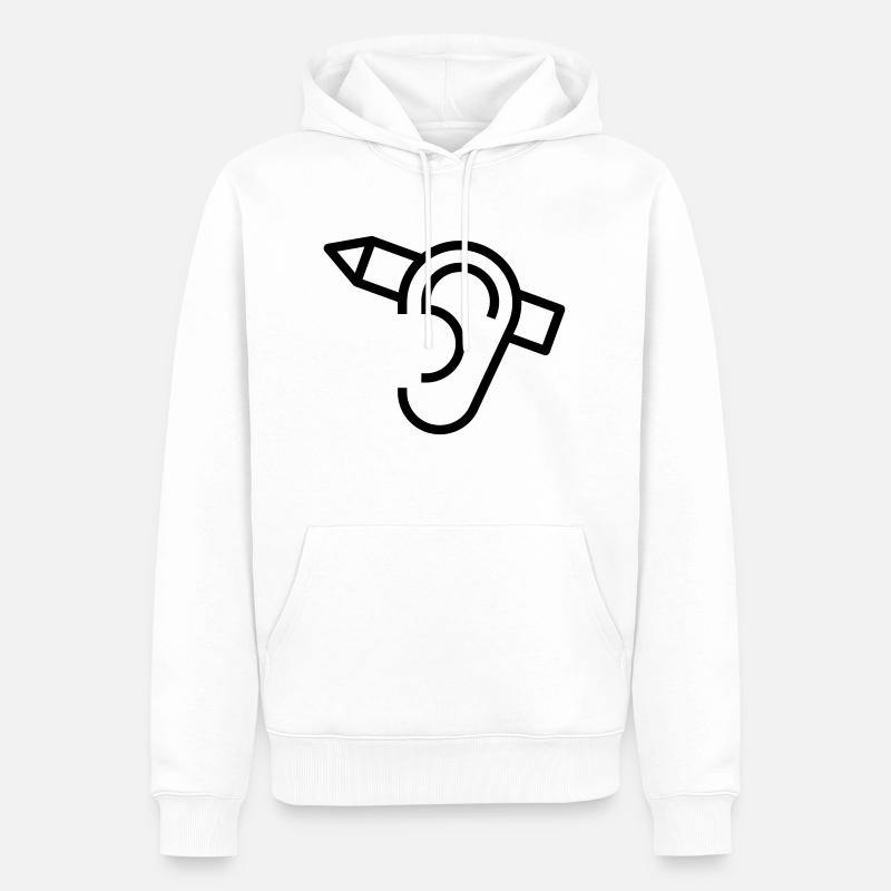 Bleistift hinter Ohr. Idee Symbol - Männer Premium Bio Hoodie - Weiß