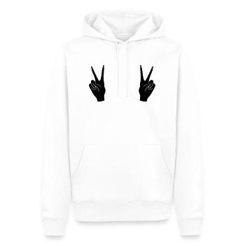 Schwarz Victory Handzeichen Peace - Männer Premium Bio Hoodie - Weiß - Vorne - Nico (187cm)
