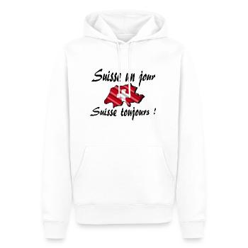 Suisse un jour suisse toujours - Sweat à capuche Premium bio Homme - blanc - Devant - Nico (187cm)