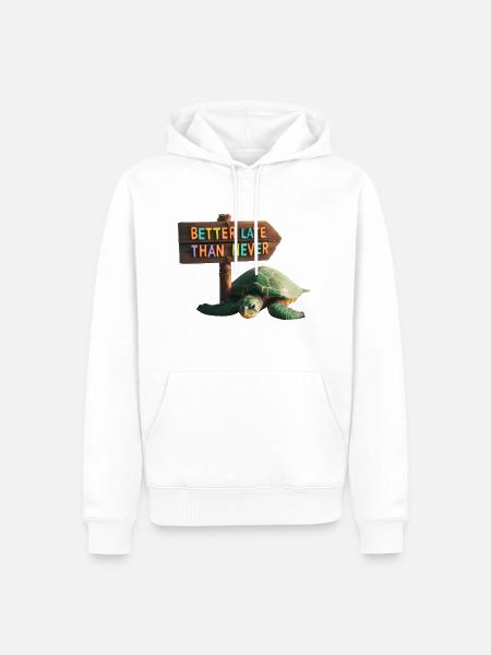 Besser spät als nie - Männer Premium Bio Hoodie - Weiß