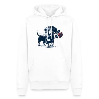 Teckel à la rose - Sweat à capuche Premium bio Homme - blanc - Devant - Nico (187cm)