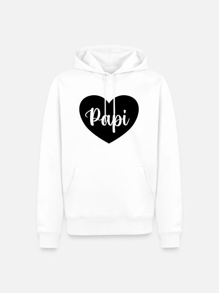 Papa Papi Vater Tochter Sohn Vatertag Männer Shirt - Männer Premium Bio Hoodie - Weiß