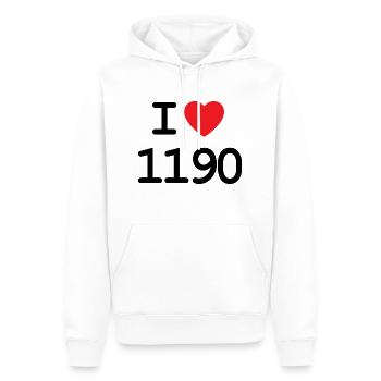 I love 1190 - Ich liebe Döbling Shirt - Men’s Premium Organic Hoodie - white - Front - Nico (187cm)