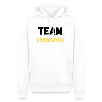 team chocolatine - Sweat à capuche Premium bio Homme - blanc - Devant - Nico (187cm)