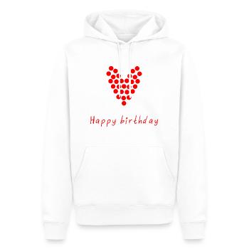 HAPPY BIRTHDAY. JOYEUX ANNIVERSAIRE. ANNIVERSAIRE. - Sweat à capuche Premium bio Homme - blanc - Devant - Nico (187cm)