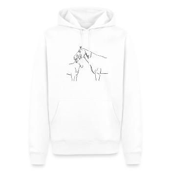 Pferdefamilie - Männer Premium Bio Hoodie - Weiß - Vorne - Nico (187cm)