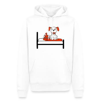 Hund Bett Katze Zwei Freunde Team Kätzchen 2 Crew - Männer Premium Bio Hoodie - Weiß - Vorne - Nico (187cm)