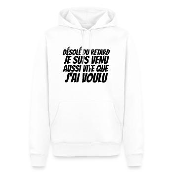désolé du retard - Sweat à capuche Premium bio Homme - blanc - Devant - Nico (187cm)