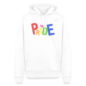 PRIDE Schriftzug - Männer Premium Bio Hoodie - Weiß - Vorne - Nico (187cm)